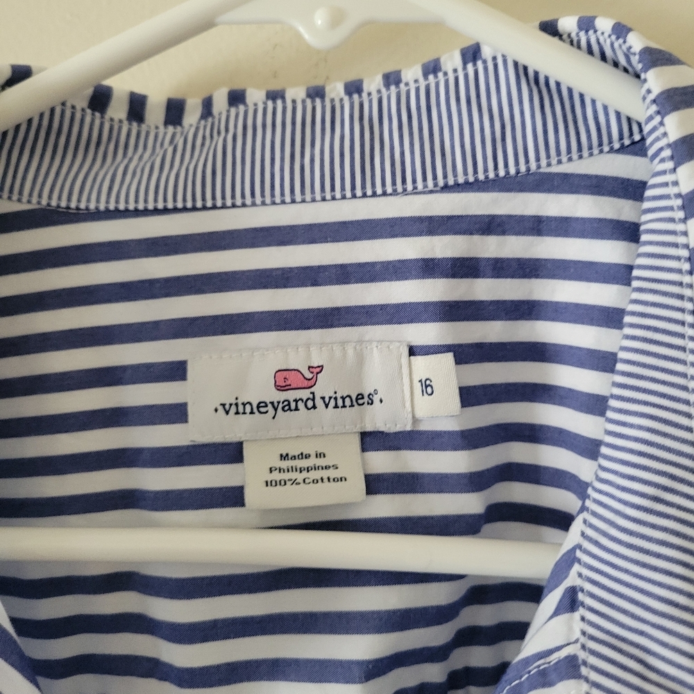 Vineyard Vines Blue Striped Front Tie Blouse - Picture 7 of 8